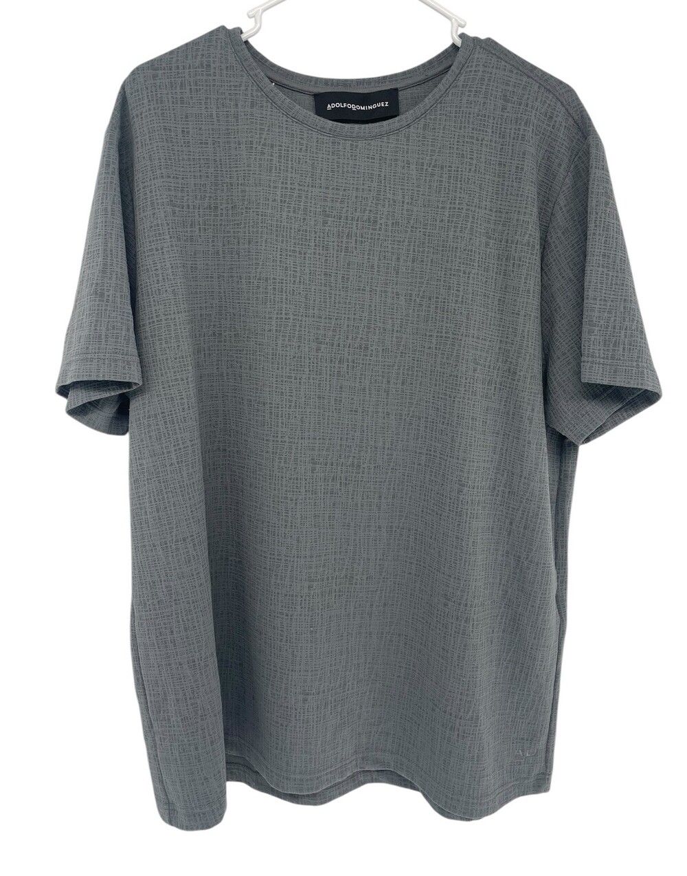 adolfo dominguez Men's Charcoal Grey Microdrawing Fabric Crew T Shirt Size XXL